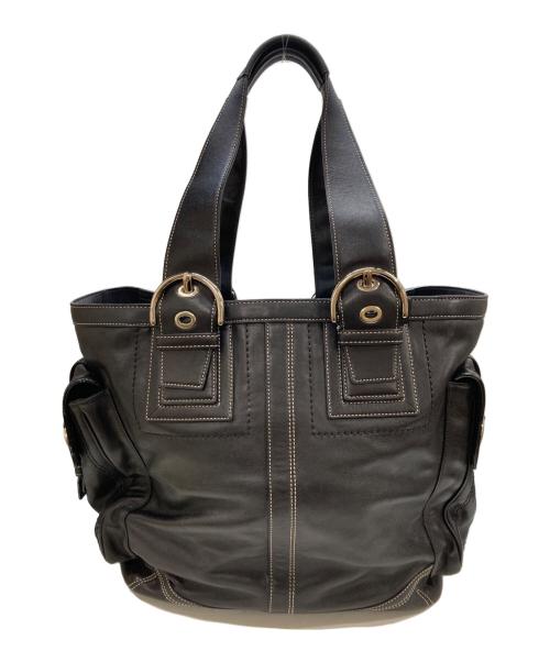 COACH（コーチ）COACH (コーチ) 2WAYレザートートバッグ ブラックの古着・服飾アイテム