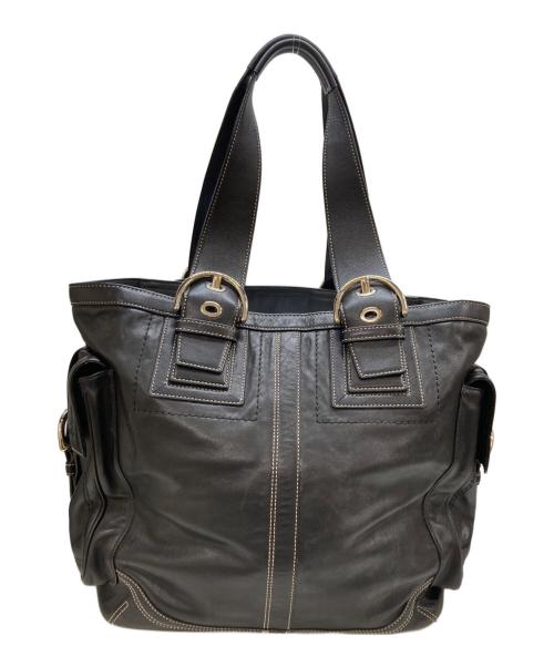COACH（コーチ）COACH (コーチ) 2WAYレザートートバッグ ブラックの古着・服飾アイテム