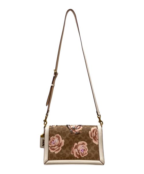 COACH（コーチ）COACH (コーチ) 装飾シグネチャーローズプリントショルダーバッグ ベージュの古着・服飾アイテム