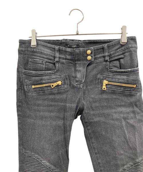BALMAIN（バルマン）BALMAIN (バルマン) バイカースキニーデニムパンツ ブラック サイズ:表記なし（実寸参照）の古着・服飾アイテム