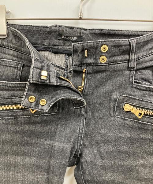 BALMAIN（バルマン）BALMAIN (バルマン) バイカースキニーデニムパンツ ブラック サイズ:表記なし（実寸参照）の古着・服飾アイテム