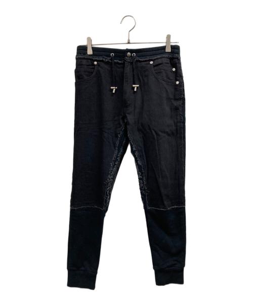 BALMAIN（バルマン）BALMAIN (バルマン) デニムスウェットトラックパンツ ブラック サイズ:XSの古着・服飾アイテム