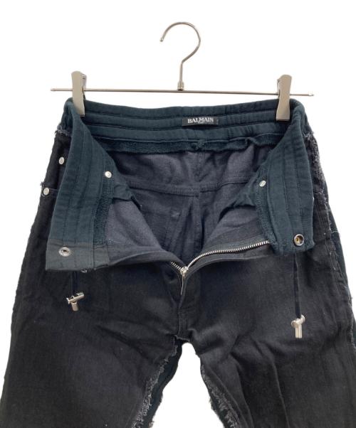BALMAIN（バルマン）BALMAIN (バルマン) デニムスウェットトラックパンツ ブラック サイズ:XSの古着・服飾アイテム