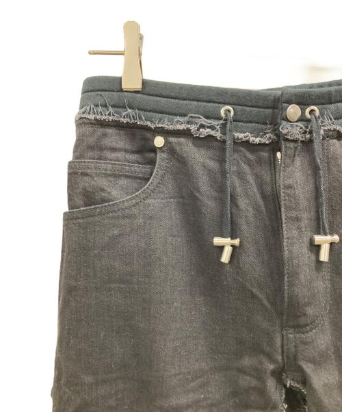 BALMAIN（バルマン）BALMAIN (バルマン) デニムスウェットトラックパンツ ブラック サイズ:XSの古着・服飾アイテム