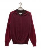 Maison Margielaメゾンマルジェラ）の古着「2TONE V-NECK KNIT」｜ブラウンｘバーガンディー