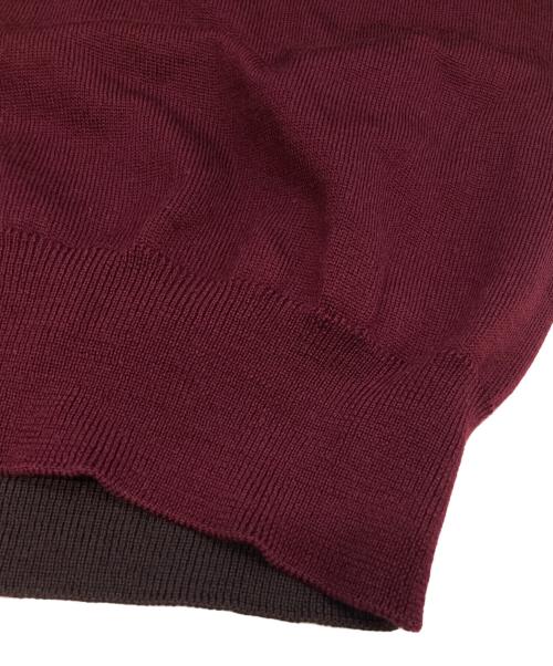 Maison Margiela（メゾンマルジェラ）Maison Margiela (メゾンマルジェラ) 2TONE V-NECK KNIT ブラウンｘバーガンディー サイズ:1の古着・服飾アイテム
