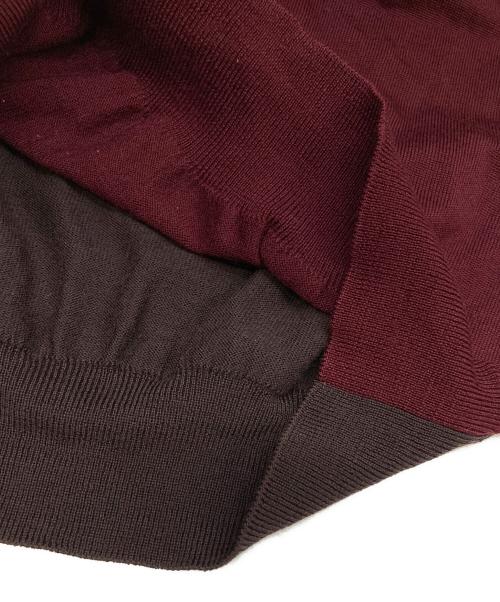 Maison Margiela（メゾンマルジェラ）Maison Margiela (メゾンマルジェラ) 2TONE V-NECK KNIT ブラウンｘバーガンディー サイズ:1の古着・服飾アイテム