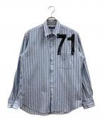COMME des GARCONS HOMMEコムデギャルソン オム）の古着「ストライプナンバリングシャツ」｜ブラック×ブルー