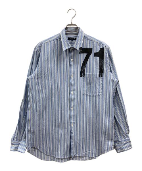 COMME des GARCONS HOMME（コムデギャルソン オム）COMME des GARCONS HOMME (コムデギャルソン オム) ストライプナンバリングシャツ ブラック×ブルー サイズ:Lの古着・服飾アイテム