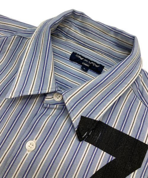 COMME des GARCONS HOMME（コムデギャルソン オム）COMME des GARCONS HOMME (コムデギャルソン オム) ストライプナンバリングシャツ ブラック×ブルー サイズ:Lの古着・服飾アイテム