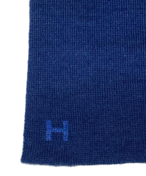 HERMES（エルメス）HERMES (エルメス) カシミヤストール ネイビー×ブルーの古着・服飾アイテム