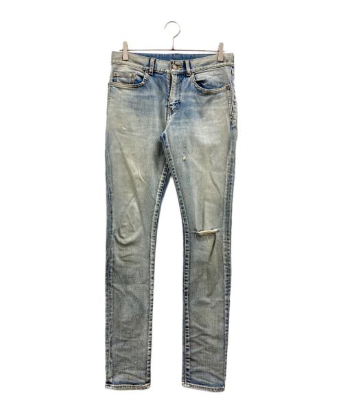 Saint Laurent Paris（サンローランパリ）Saint Laurent Paris (サンローランパリ) ダメージ加工スキニーデニムパンツ ブルー サイズ:29の古着・服飾アイテム