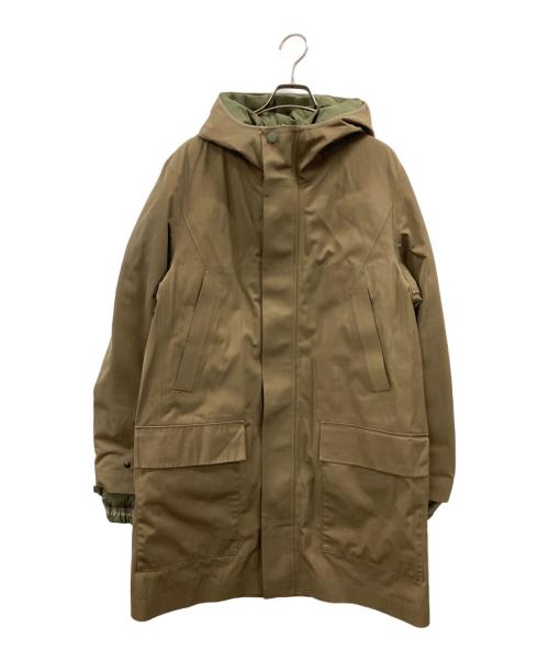 monobi（モノビ）monobi (モノビ) ダウンライナー付きフーデッドコート ブラウン×オリーブ サイズ:Mの古着・服飾アイテム