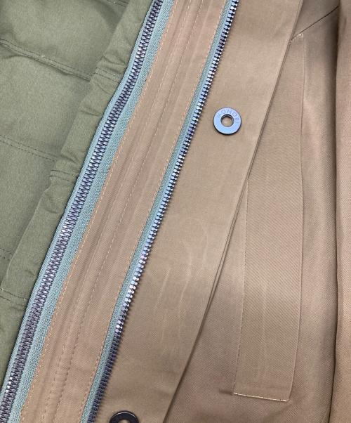 monobi（モノビ）monobi (モノビ) ダウンライナー付きフーデッドコート ブラウン×オリーブ サイズ:Mの古着・服飾アイテム