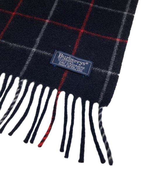 Burberry's（バーバリーズ）Burberry's (バーバリーズ) カシミヤチェックマフラー ネイビーの古着・服飾アイテム