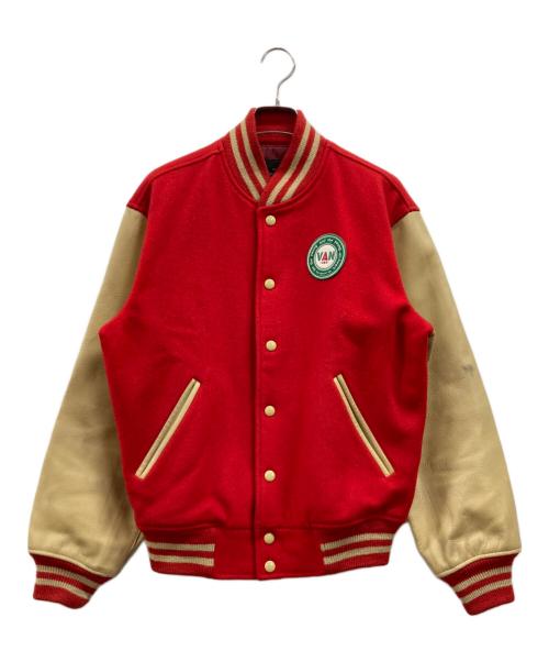 VAN JAC（ヴァン・ヂャケット）VAN JAC (ヴァン・ヂャケット) 袖レザースタジャン レッド サイズ:Lの古着・服飾アイテム