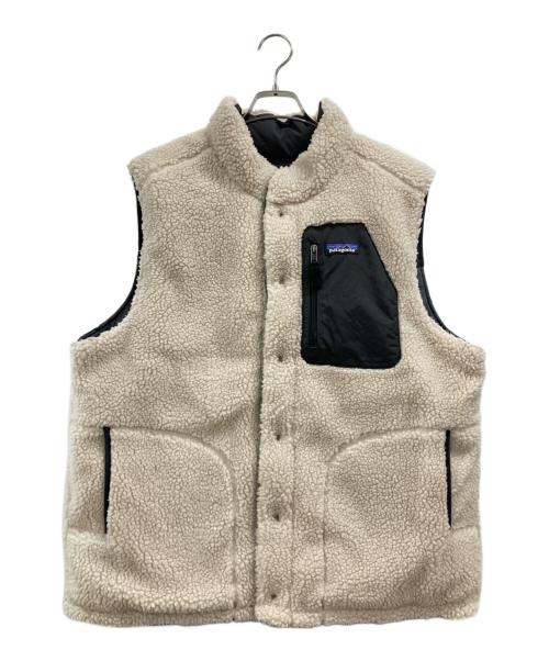 Patagonia（パタゴニア）Patagonia (パタゴニア) リバーシブル・ビビー・ダウン・ベスト ブラックxグレー×アイボリー サイズ:Lの古着・服飾アイテム