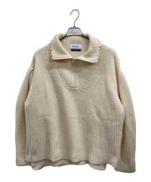 MUVEIL（ミュベール）の古着「パールハーフジップハイネックニット」｜アイボリー