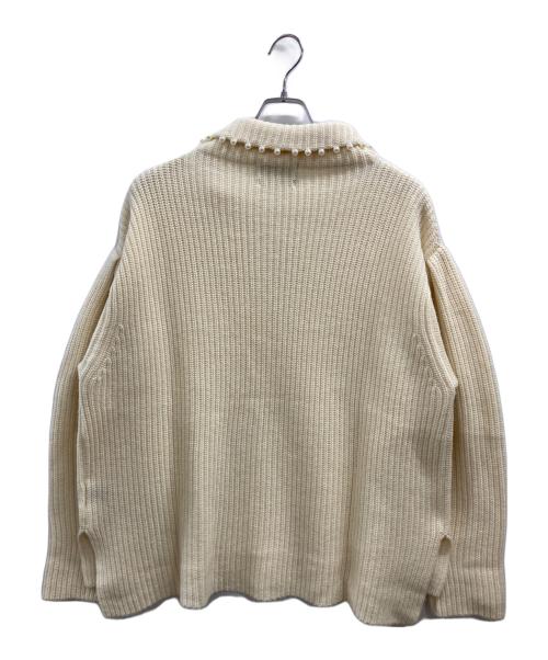 MUVEIL（ミュベール）MUVEIL (ミュベール) パールハーフジップハイネックニット アイボリー サイズ:38の古着・服飾アイテム