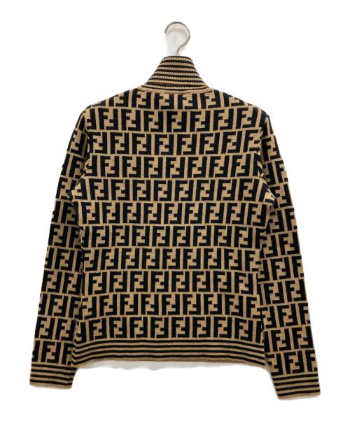 FENDI（フェンディ）FENDI (フェンディ) ズッカ柄タートルネックニット ベージュ×ブラック サイズ:40の古着・服飾アイテム