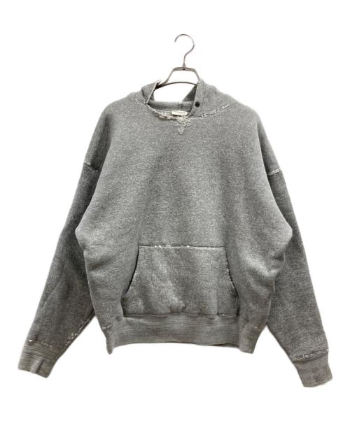 Saint Laurent Paris（サンローランパリ）Saint Laurent Paris (サンローランパリ) バックプリントダメージ加工パーカー グレー サイズ:Lの古着・服飾アイテム