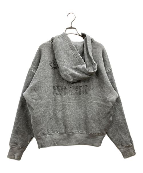 Saint Laurent Paris（サンローランパリ）Saint Laurent Paris (サンローランパリ) バックプリントダメージ加工パーカー グレー サイズ:Lの古着・服飾アイテム