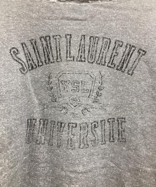 Saint Laurent Paris（サンローランパリ）Saint Laurent Paris (サンローランパリ) バックプリントダメージ加工パーカー グレー サイズ:Lの古着・服飾アイテム