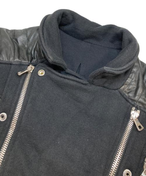 BALMAIN（バルマン）BALMAIN (バルマン) レザースウェットライダースジャケット ブラック サイズ:Lの古着・服飾アイテム