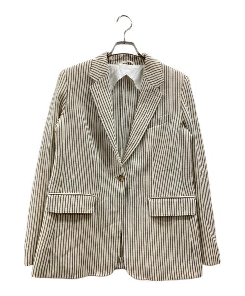MaxMara（マックスマーラ）MaxMara (マックスマーラ) ストライプセットアップスーツ アイボリー サイズ:44の古着・服飾アイテム