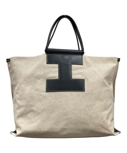 IACUCCI（イアクッチ）IACUCCI (イアクッチ) キャンバストートバッグ ベージュ・ブラックの古着・服飾アイテム