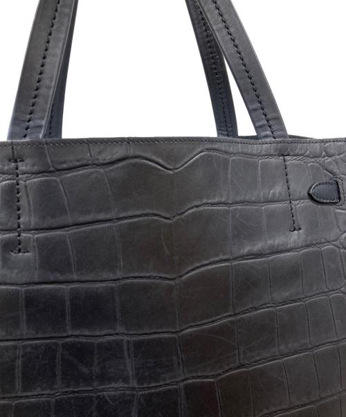 CELINE（セリーヌ）CELINE (セリーヌ) クロコ型押しトートバッグ ネイビーの古着・服飾アイテム