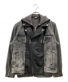 DIESEL（ディーゼル）の古着「D-LOSTY パッチワークレイヤードデニムジャケット」｜グレー