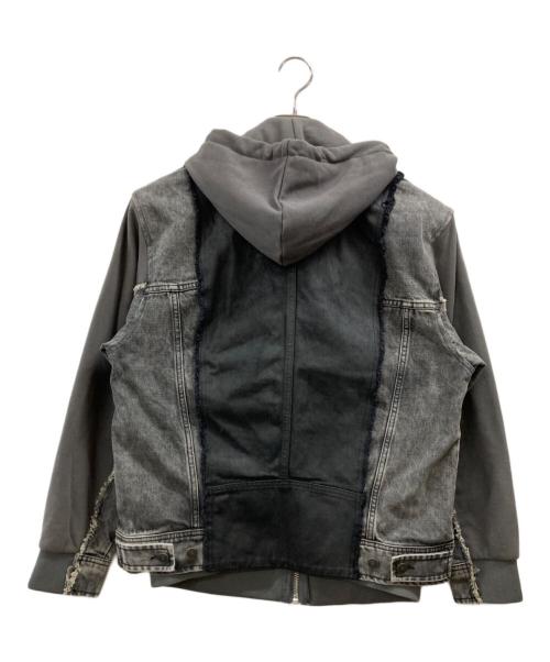 DIESEL（ディーゼル）DIESEL (ディーゼル) D-LOSTY パッチワークレイヤードデニムジャケット グレー サイズ:Sの古着・服飾アイテム