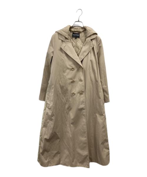 EMPORIO ARMANI（エンポリオ アルマーニ）EMPORIO ARMANI (エンポリオ アルマーニ) 切り替えフーデッドコート ベージュ サイズ:38の古着・服飾アイテム