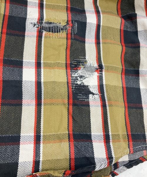 BOWWOW（バウワウ）BOWWOW (バウワウ) REPAIR AGEING FLANNEL SHIRTS カーキ サイズ:XLの古着・服飾アイテム