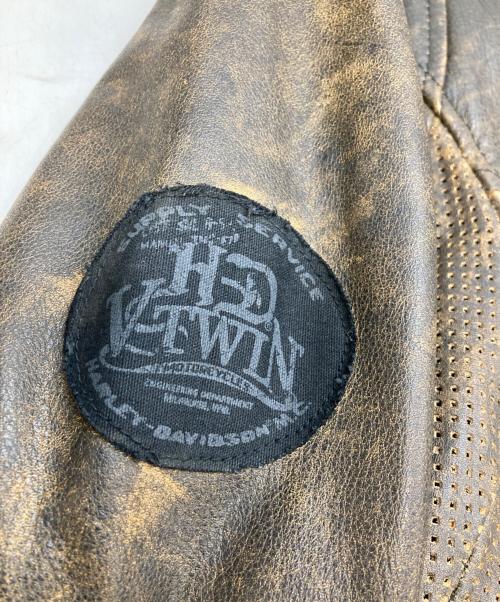 HARLEY-DAVIDSON（ハーレーダビッドソン）HARLEY-DAVIDSON (ハーレーダビッドソン) V-TWIN パンチングレザージャケット ブラウン サイズ:Mの古着・服飾アイテム