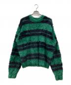 stussyステューシー）の古着「Hairy Stripe Crew Sweater」｜グリーン×ネイビー