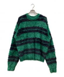 stussy（ステューシー）の古着「Hairy Stripe Crew Sweater」｜グリーン×ネイビー
