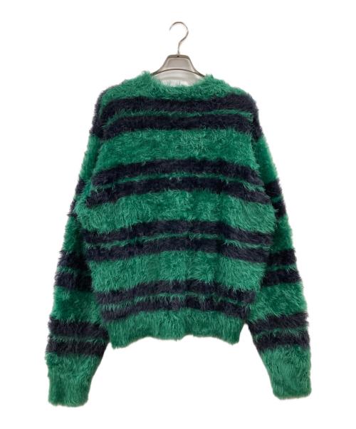 stussy（ステューシー）stussy (ステューシー) Hairy Stripe Crew Sweater グリーン×ネイビー サイズ:Lの古着・服飾アイテム