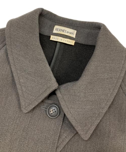 HERMES（エルメス）HERMES (エルメス) カシミアブレンドステンカラーコート グレー サイズ:38の古着・服飾アイテム