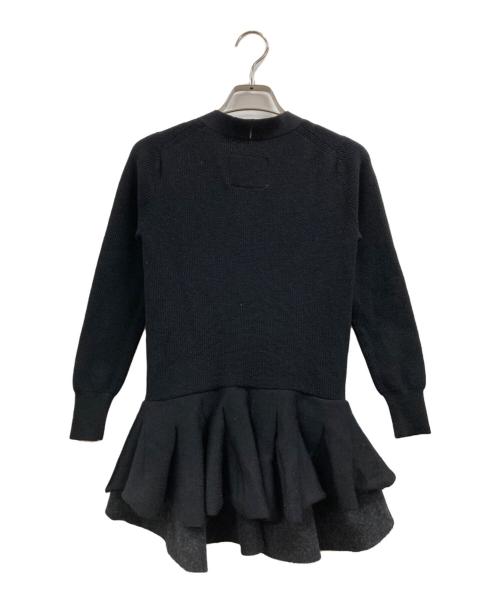 sacai（サカイ）sacai (サカイ) 二重ペプラムニットカーディガン ブラック サイズ:1の古着・服飾アイテム