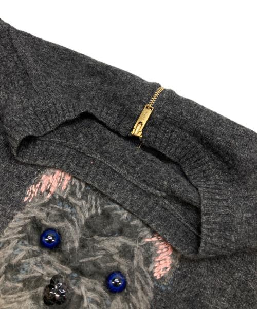 MUVEIL（ミュベール）MUVEIL (ミュベール) ヨークシャーテリア ニットプルオーバー グレー サイズ:40の古着・服飾アイテム
