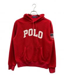 POLO RALPH LAUREN（ポロ・ラルフローレン）の古着「ボアロゴパーカー」｜レッド