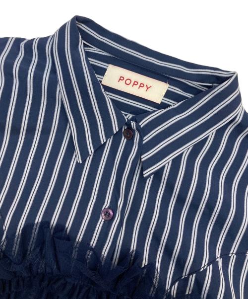 POPPY（ポピー）POPPY (ポピー) TULLE DOCKING FLARE SHIRT ネイビー サイズ:FREEの古着・服飾アイテム
