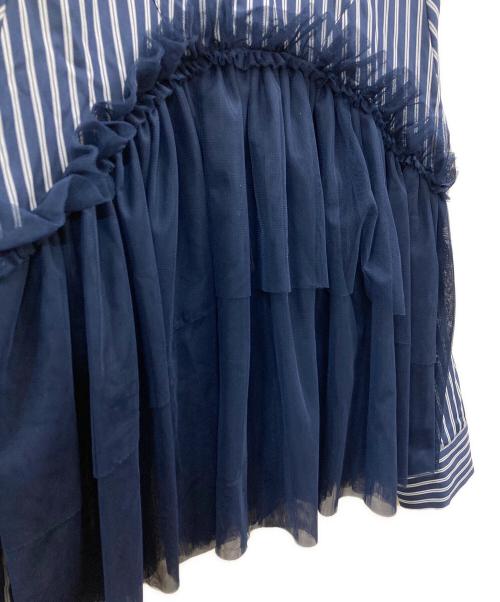 POPPY（ポピー）POPPY (ポピー) TULLE DOCKING FLARE SHIRT ネイビー サイズ:FREEの古着・服飾アイテム