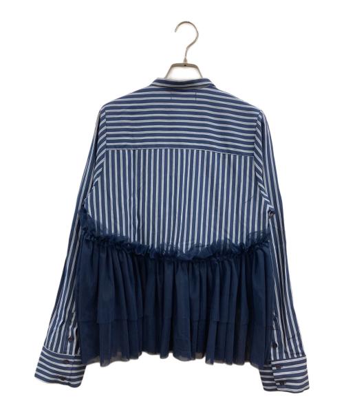 POPPY（ポピー）POPPY (ポピー) TULLE DOCKING FLARE SHIRT ネイビー サイズ:FREEの古着・服飾アイテム
