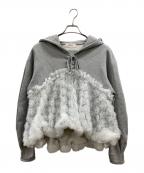 POPPYポピー）の古着「TULLE DOCKING HOODIE」｜グレー