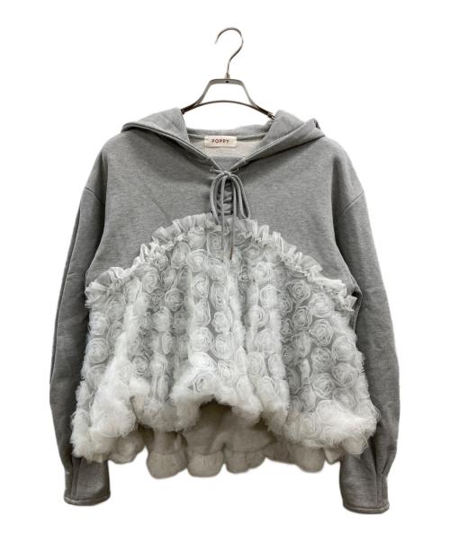 POPPY（ポピー）POPPY (ポピー) TULLE DOCKING HOODIE グレー サイズ:FREEの古着・服飾アイテム