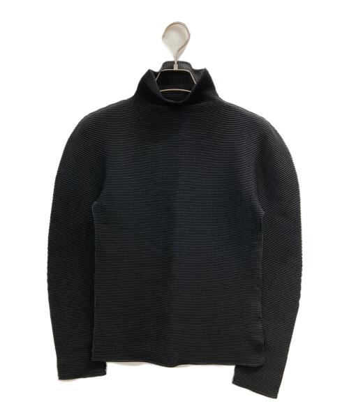 me ISSEY MIYAKE（ミーイッセイ ミヤケ）me ISSEY MIYAKE (ミーイッセイ ミヤケ) ハイネックプリーツカットソー ブラック サイズ:不明(実寸参照)の古着・服飾アイテム
