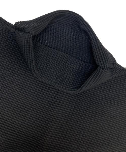 me ISSEY MIYAKE（ミーイッセイ ミヤケ）me ISSEY MIYAKE (ミーイッセイ ミヤケ) ハイネックプリーツカットソー ブラック サイズ:不明(実寸参照)の古着・服飾アイテム